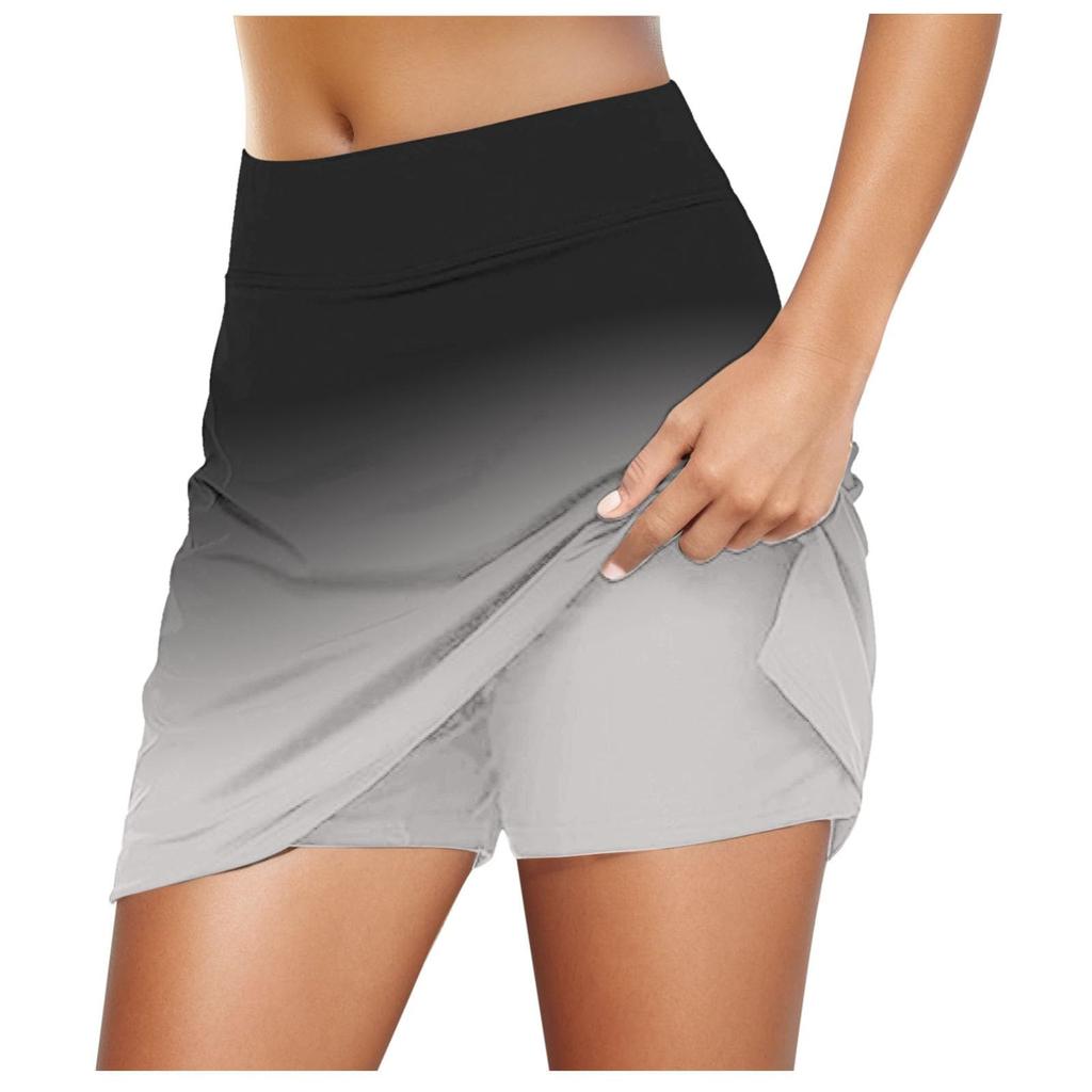 Женские эластичные брюки для йоги, спортивная юбка для гольфа, шорты с градиентным принтом, легкие узкие джоггеры с высокой талией