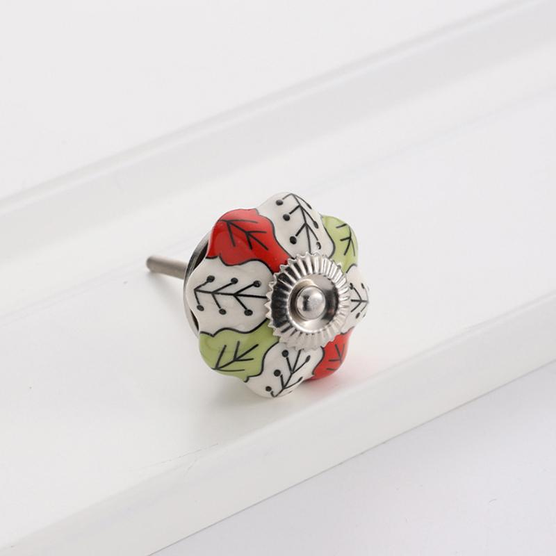 1 шт. Железный материал Винтажная ручка для шкафа Европейский стиль Расписной узор Изысканная форма тыквы Украшение для дома Многоцветный