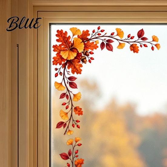 Maple Leaf Window Stickers Harvest Festival Static Glass Sticker Autumn Clings with Leaves Sunflowers And Reusable Seasonal Decor Berries Prints PVC
