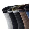 5 Pairs Men Warm Winter Socks Fleece Lined Crew Socks Color Block Thickened Thermal Socks for Daily Wear Street Work Sports