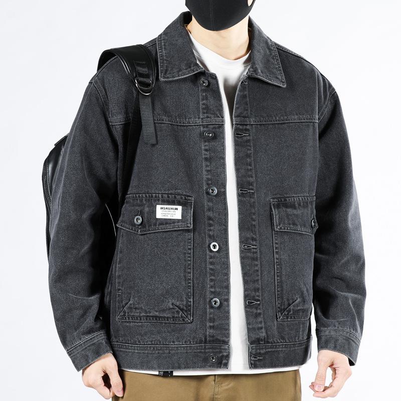 Осенняя новая джинсовая куртка мужская свободная модная брендовая красивая джинсовая одежда из чистого хлопка мужская куртка с инструментами тренд