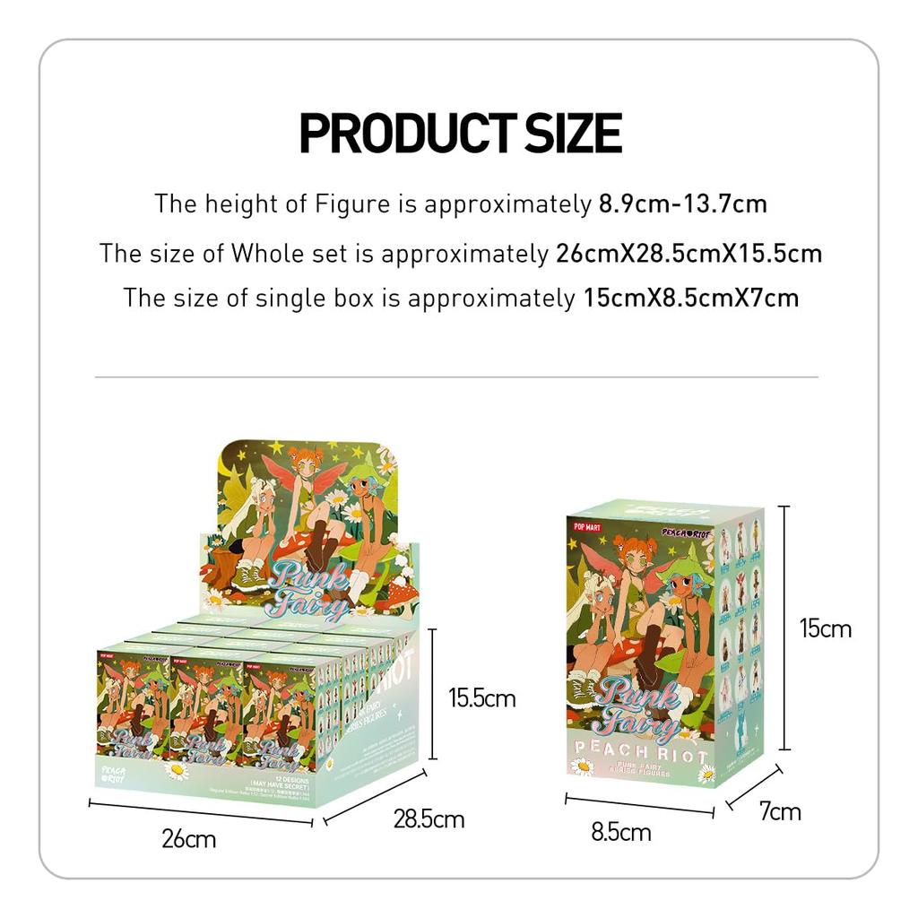 POP MART Peach Riot Punk Fairy Series Pop Mart Gacha Gacha Blind Box Фигурка Пластиковая модель Премиум-игрушка Мягкий винил ПВХ Оригинальный персонаж День рождения