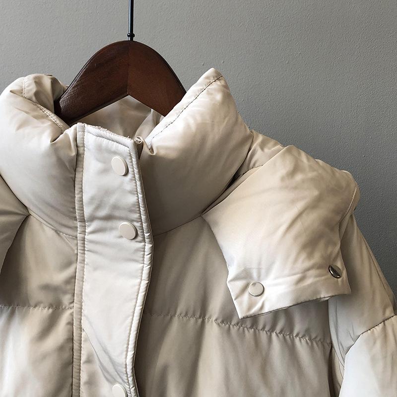 Solid Women's Winter Autumn Down Jacket Hooded Collar Short Single-Breasted Coat Preppy Style Parka Ladies Chic Outwear Female