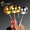 1 Pcs 304 Stainless Steel Spoon Household Dining Round Head Spoon Creative Long Handle Spoon Cute Small Spoon