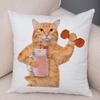 Funny Cat Dog Cushion Cover Fitness Animal Dumbbell Print Soft Fabric Living Room Sofa Home Decor Pillow Case