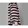 New Goth Punk Gothic Sweater Oversized Pullovers Women Striped Cool Hollow Out Hole Broken Jumper Harajuku Aesthetics Sweater