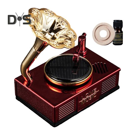 Автомобильный освежитель воздуха на солнечной энергии, винтажный фонограф, проигрыватель пластинок, длительный аромат, авто ароматерапевтический диффузор, орнамент, аксессуары для салона автомобиля