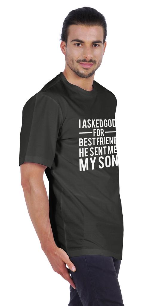 Inkmeso Men  S Graphic Printed   I Asked God For Best Friend He Sent Me My Son   Tshirt Crew Neck Tee For Father Son