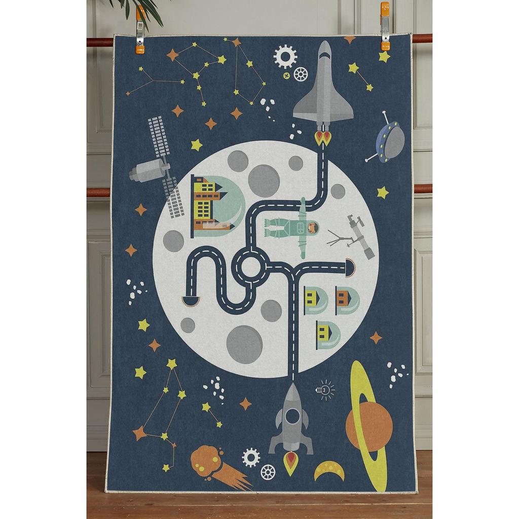 Decorative Modern Thin Stain Resistant Washable Cotton Machine Woven Base Kids Carpet