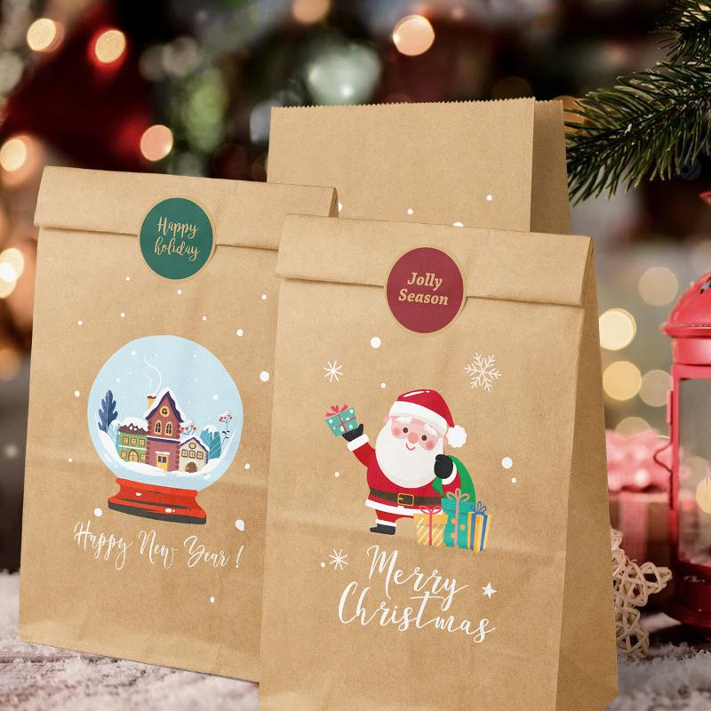 12 шт. Рождественский календарь, подарочные пакеты, бумажные пакеты для обратного отсчета для праздничной вечеринки, упаковка для подарков, пакет для упаковки яблок на Рождество