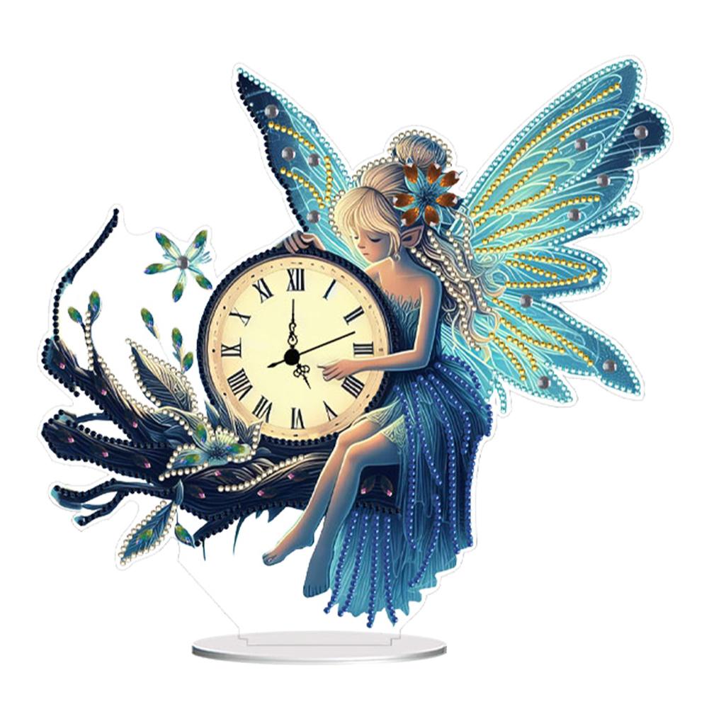 Acrylic Special Shape Flower Bird DIY Crystal Diamond Clock Diamond Painting Clock Handicraft Diamond Painting Clock for Desktop