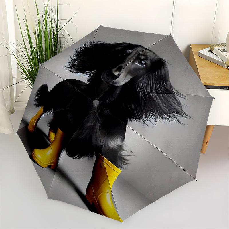 1pc Dachshund Rainboots Open/Close Folding Umbrella, All- Portable Umbrella for & Men, Stylish Accessory (Holiday Gift) 8-Rib yy251213180