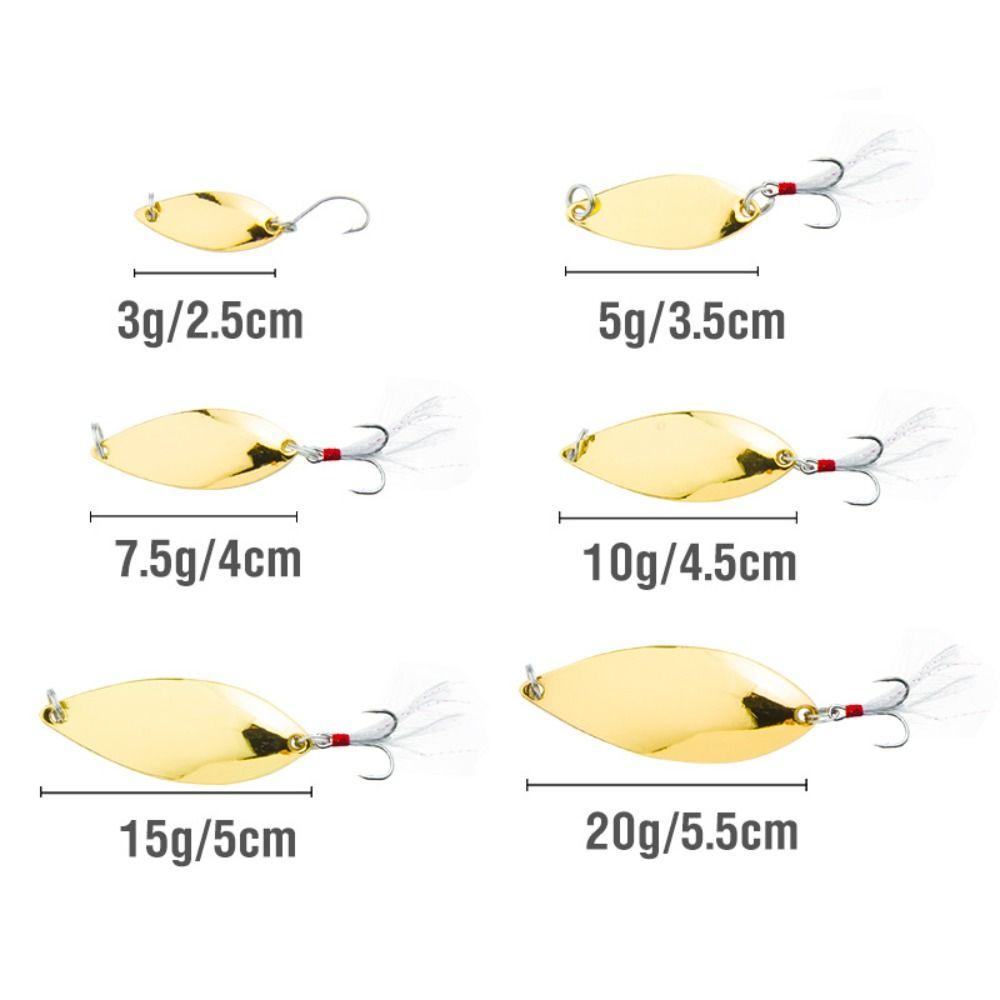 Gold Silver Artificial Bait 5g 7.5g 10g 15g 20g Treble Hook New Trout Pike