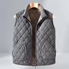 Men's Winter Vest Jacket Windproof Thickened Padded Jacket Casual Diamond Pattern Warm Fleece Lined Vest Solid Outdoor Wear