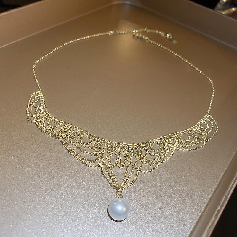 Винтажное ожерелье с цветком из стразов - Ретро придворный стиль, ключичная цепочка в легкой роскошной моде