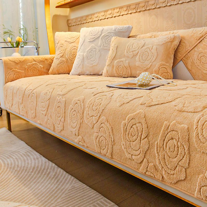 Бархатная подушка для дивана Tower, зимняя утолщенная подушка, простой современный нескользящий кожаный чехол для дивана, новинка 2024, тканевый чехол