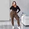 Женские брюки больших размеров, обтягивающие брюки с леопардовым принтом, сексуальные брюки, тонкие верхние брюки