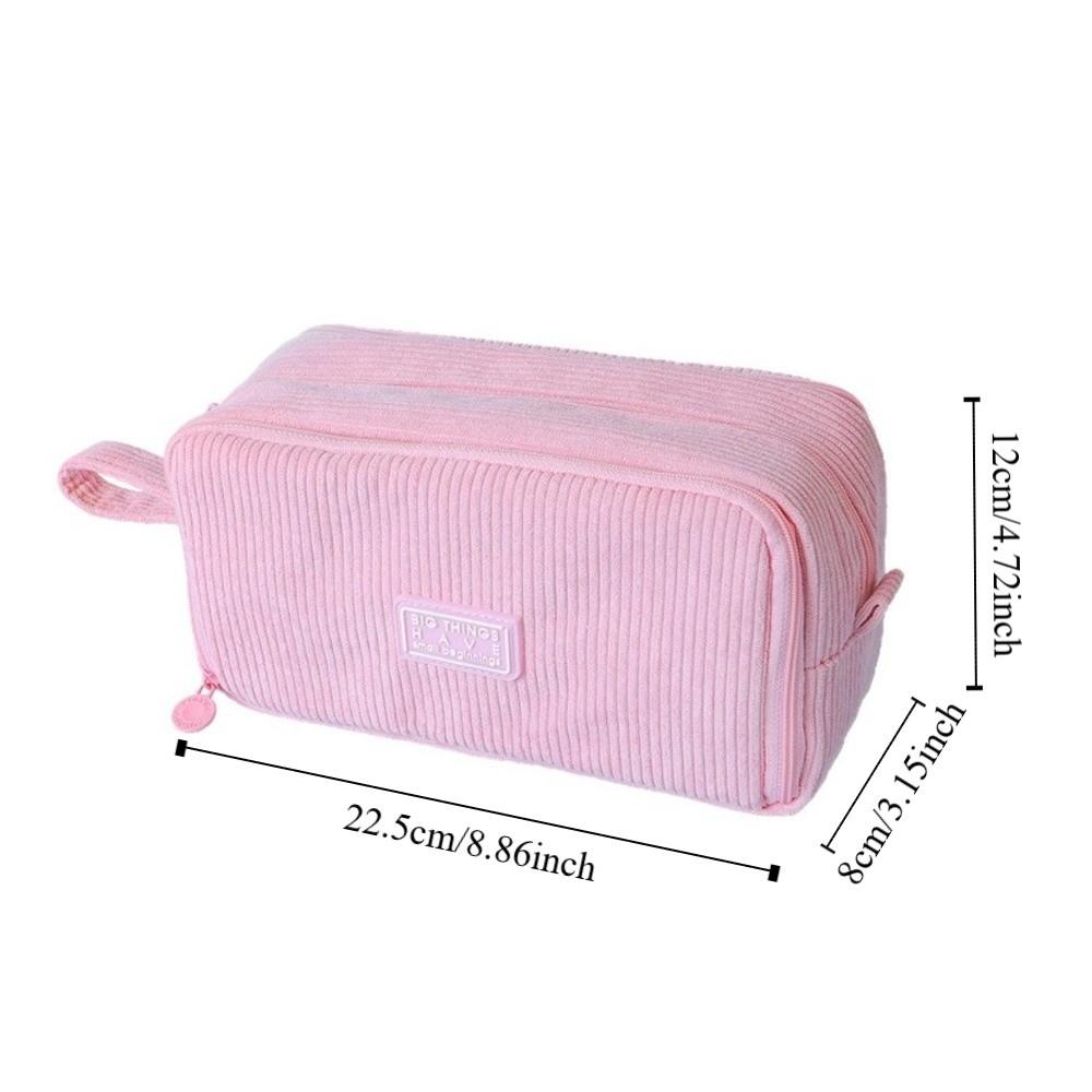 Durable Corduroy Pencil Pouch Desk Organizer Portable Storage Bag  School