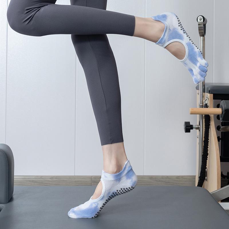 Носки ToeSox с открытой спиной, нескользящие, для йоги и пилатеса, с пятью пальцами — всесезонное качество
