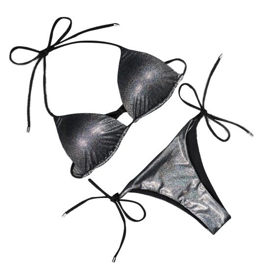 2 Pcs/Set Women Bikini Set Smooth Surface Reflective Padded Wire Free