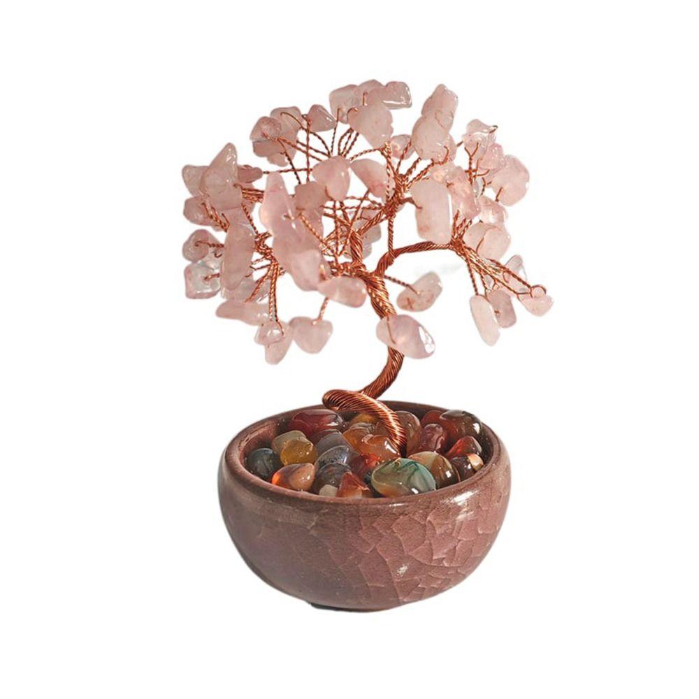 Керамическая основа Дерево из натуральных кристаллов Позитивная энергия Удача Фигурка Дерево богатства из драгоценных камней Дом