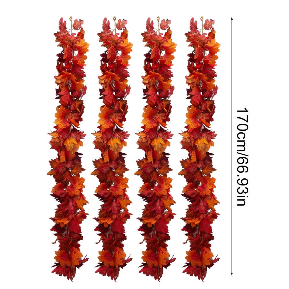 Fall Leaves Garland 4Pcs/set Faux Maple Leaves Rattan Thanksgiving Rattan Maple Leaves Garland Seasonal Harvest Decoration
