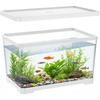 2 Gallon Plastic Fish Tank with Drain Hole - 30x19x17cm Shatterproof Small Rectangular Aquarium for Betta Fish & Guppies - Clear Desktop Terrarium