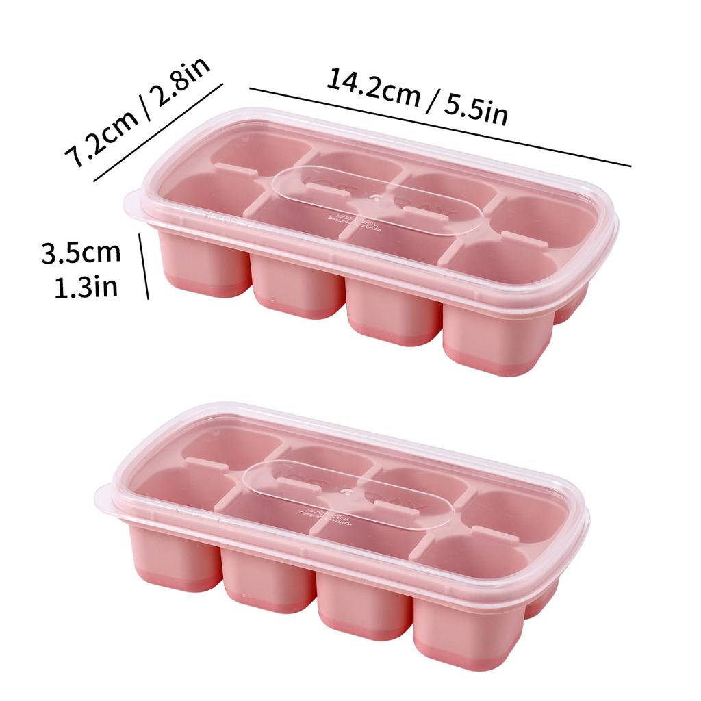Ice Cube Tray With Lid Refrigerator Silicone Ice Mold Reusable 8 Grids Ice Cube Maker Kitchen Accessories Ice Cube Box