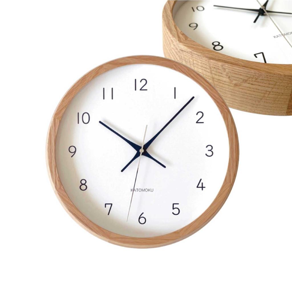 KATOMOKU Muku Clock 13 Oak km-104OARC Wall Clock with Continuous Second Hand, 30.6cm Diameter (Radio-Controlled Clock)