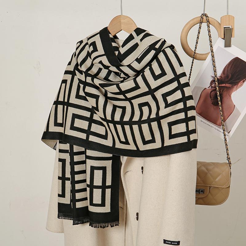 Winter Warm Cashmere Scarf for Women Embroidery Pashmina Blanket Thick Shawl Wrap Neckerchief Fashion Bufanda Echarpe Poncho