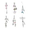Acrylic Alloy Beaded Keychain Stylish Phone Pendant for Women Girls Elegant Keyring Gift Fashionable Bag Accessory