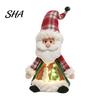 Plush Xmas Character Toys Lighted Christmas Doll Decoration, Cute Santa Claus/Snowman/Reindeer Figurine with Holiday Party Home Accents Warm LED Light
