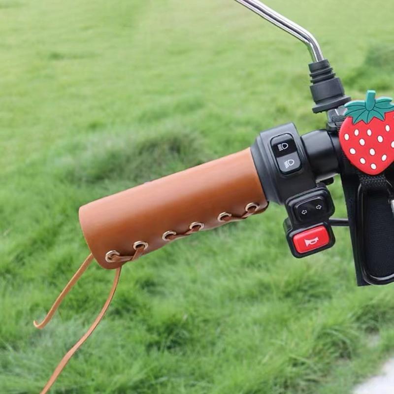 Vintage Leather Bicycle Grips Adjustable Motorcycle Electric Bike Handle Cover Mountain Bicycle Accessories