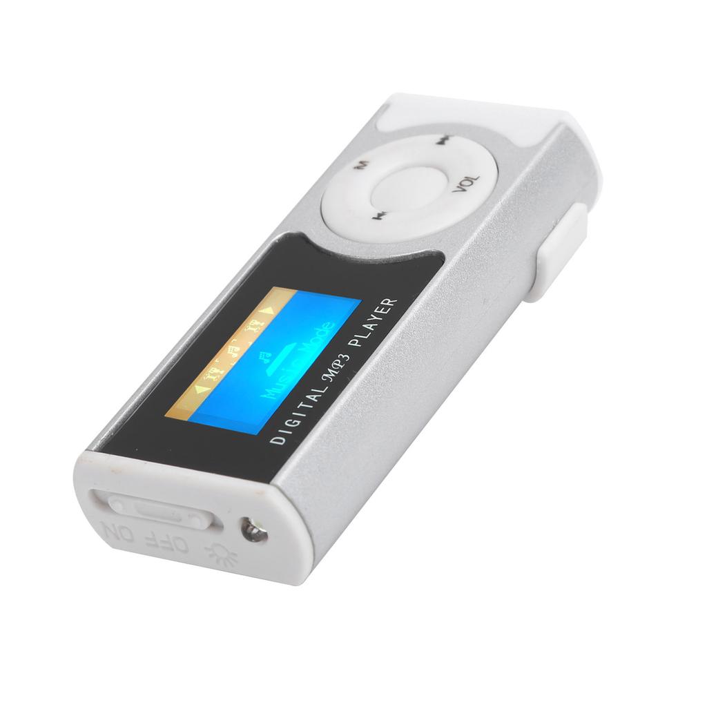 Портативный спортивный MP3-плеер Фонарик Зажим на спинку LCD Экран Музыкальный медиаплеер(Серебряный )