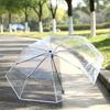1 Stick Figure Pattern Pvc Transparent Umbrella, Automatic and Manual Options, Suitable for Travel and Commuting