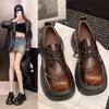 Интернет-знаменитости с лоферами женские 2025 лето новые в британском студенческом стиле одинарная обувь ретро коричневые на шнуровке маленькие кожаные туфли