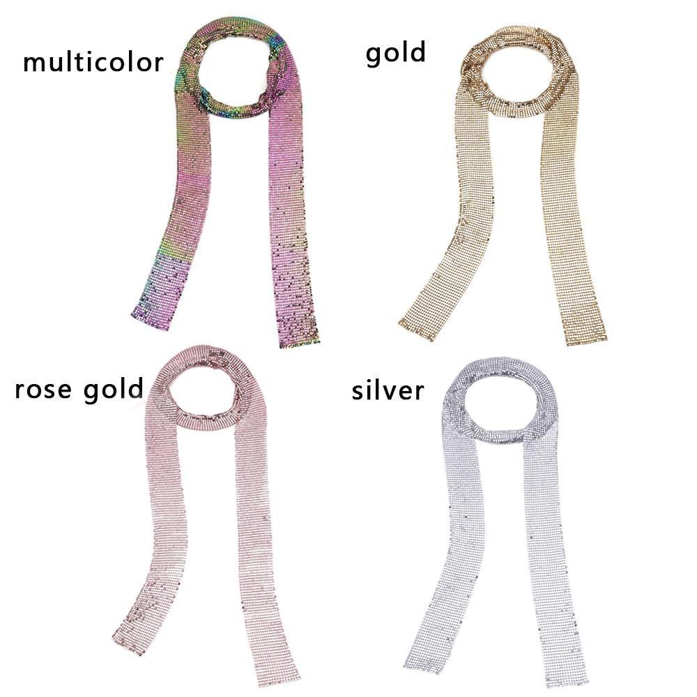 Алюминиевый сплав, вечерние, в стиле панк, эффектный блестящий шарф с блестками, женский коктейльный воротник, длинное колье