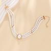Women Choker Vintage Elegant Shiny Rhinestone Inlaid Adjustable Dress Up Gift Ladies Faux Pearl