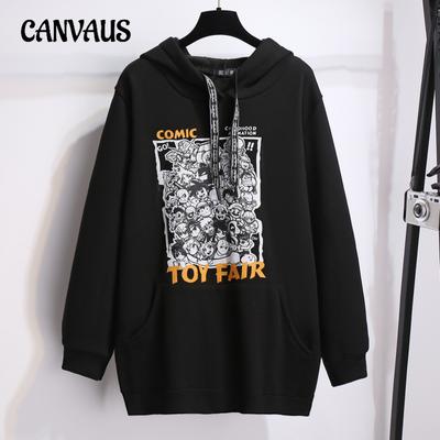 Плюс Размер Женская Новая Модная Осенняя Длинная Толстовка С Капюшоном