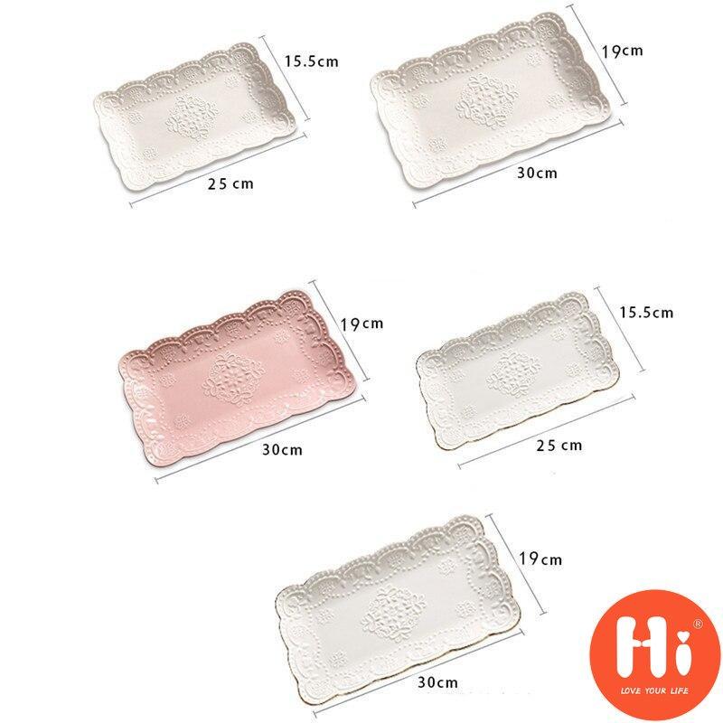 Hi Ceramic Embossed Dinner Steak Plate Breakfast Dish Afternoon Tea Fruit Dessert Tray Wedding Gift Tableware