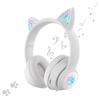 Cute Women's Bluetooth Earphones with Luminous Cat Ears, Wireless Sports Stereo Headset, 5.0 Earbuds, LED Lighting, Built-in Microphone, Intelligent
