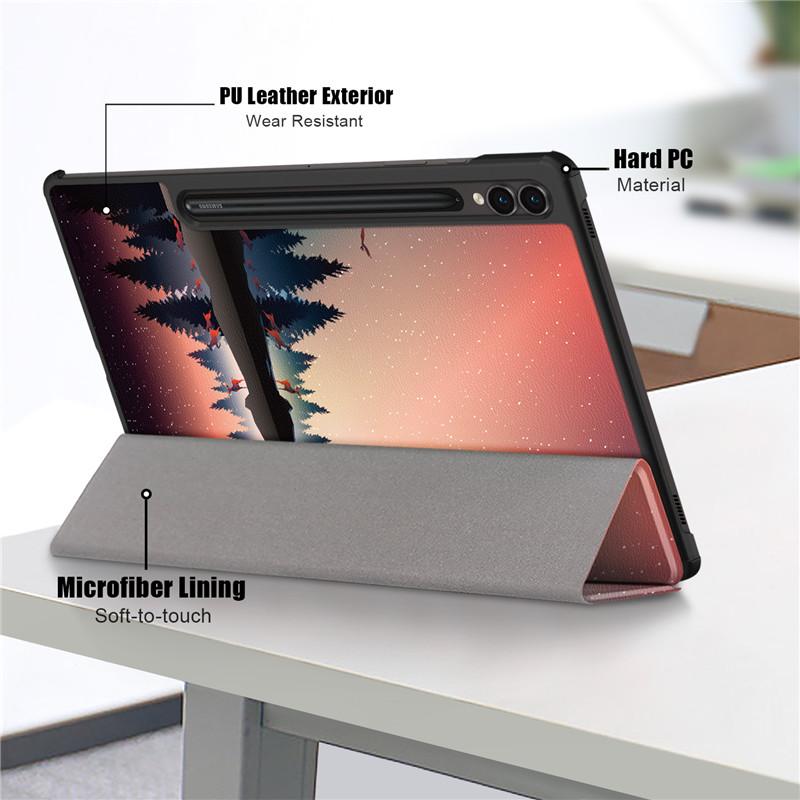 Tablet Case For Samsung Galaxy Tab S9 Plus Case 12.4 Folding Stand Hard PC Back Magnetic Book Cover For Samsung Galaxy S9 Plus Tablet Case