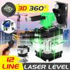 Горизонтальные линии и вертикальный крест на 360 градусов с батареей для наружного использования 4D 16-линейный лазерный уровень, зеленая лазерная линия, самовыравнивание