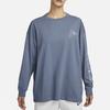 Nike Solid Color Logo Print Letter Round Neck Loose Long Sleeve T-Shirt Women Tops Finn-Blue DX7935-425