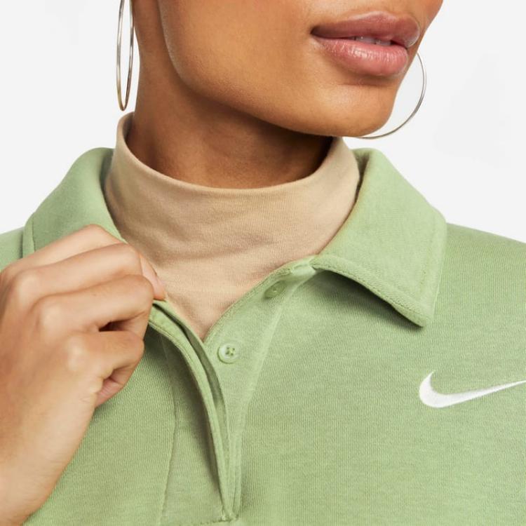 Nike Однотонная рубашка поло с длинным рукавом, женские топы Matcha DQ5868-334