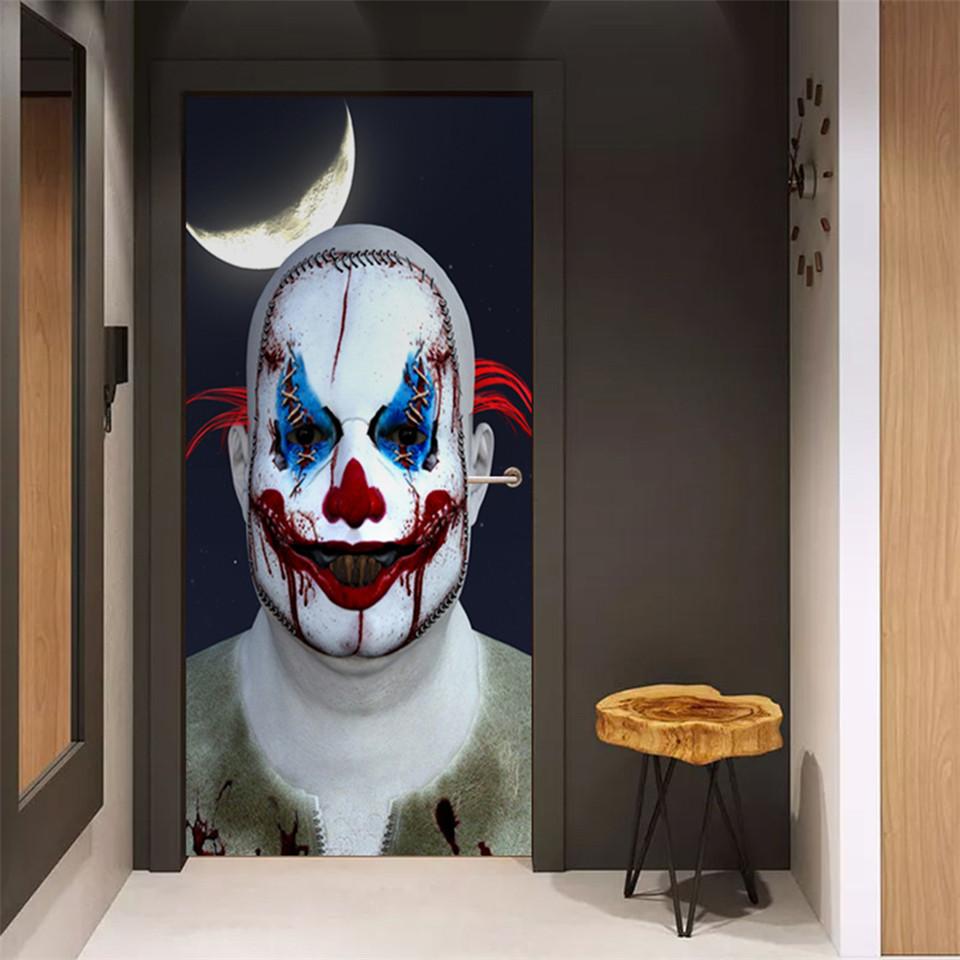 3D серые обои ужасов для украшения Хэллоуина, наклейка на дверь, самоклеящаяся водонепроницаемая наклейка на стену из ПВХ, декор для вечеринки, фреска с зомби