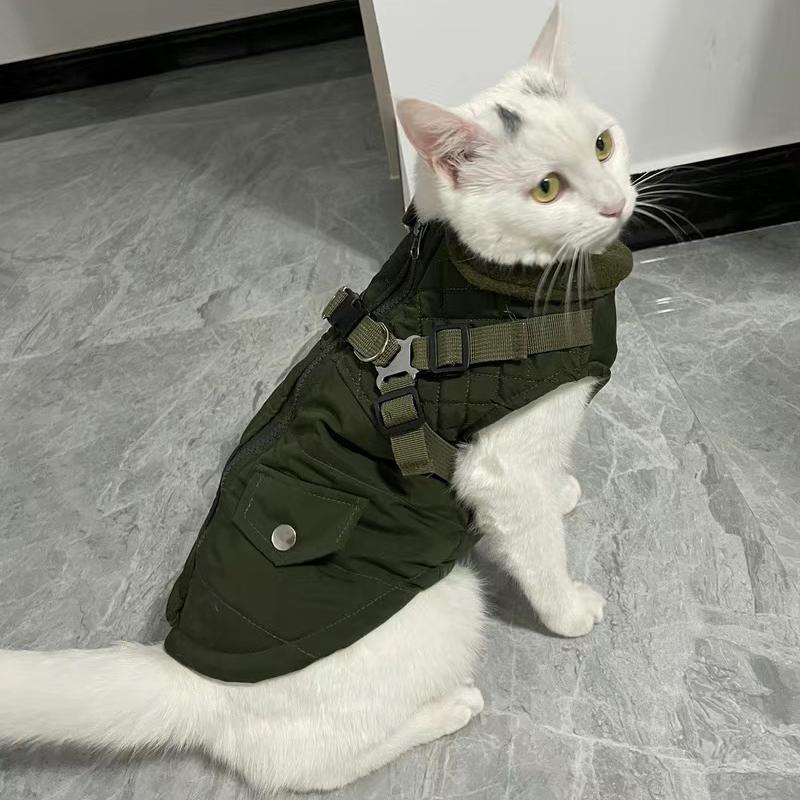 Waterproof Cat Dog Jacket with Harness Warm Fleece Pet Coat for Small Dogs Cats Chihuahua Dachshund Winter Puppy Kitten Clothing