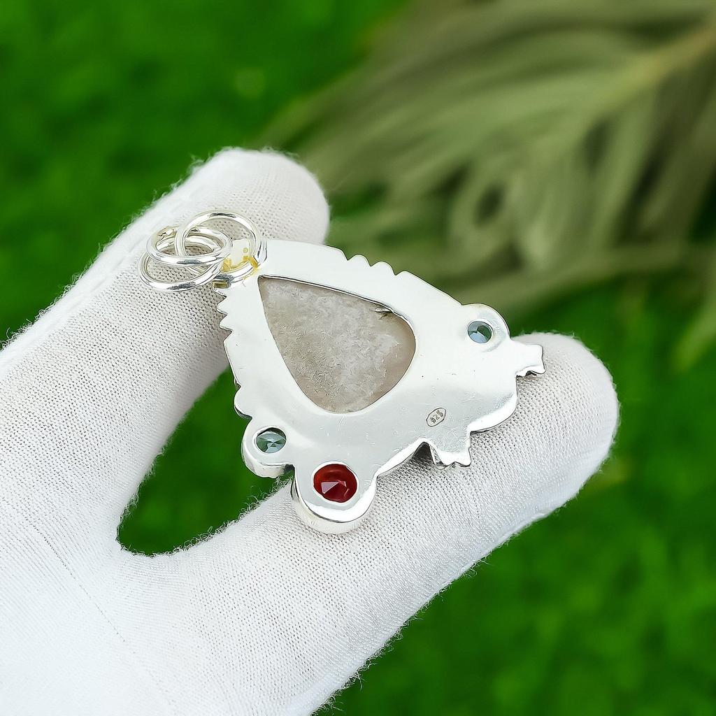 Womens day Sale Sterling Silver Rose Quartz Gemstone Garnet Boho Pendant Jewelry