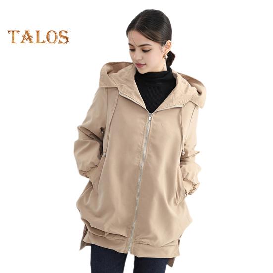 Осенне-весенняя женская куртка с коротким передом, длинной спинкой, разрезом по низу, капюшоном, застежкой-молнией, кардиганом, ветрозащитным пальто для путешествий, кемпинга