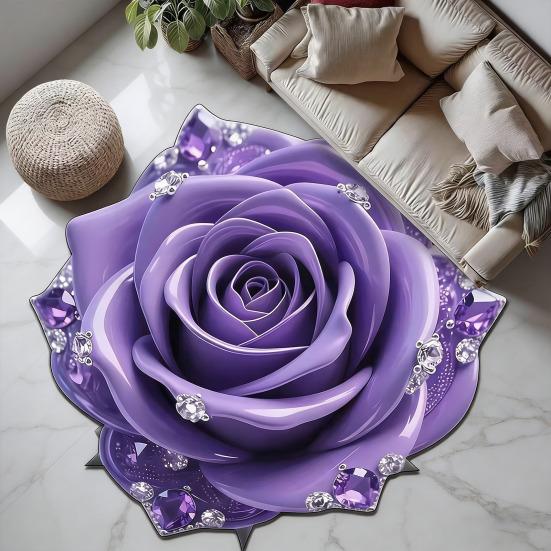 Цветочный Плюшевый Коврик для Пола 3D Реалистичный Стразы Крючком Роза Узор Нескользящий Напольный Коврик Быстросохнущий Впитывающий Коврик для Ванной Комнаты Кухни